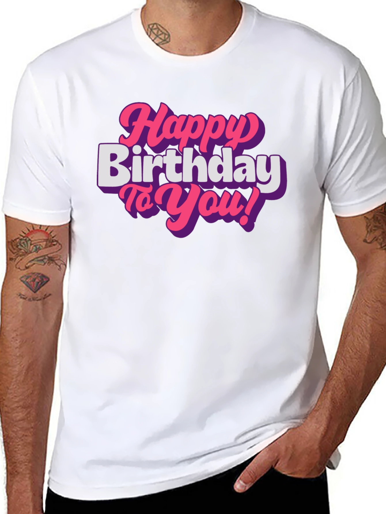 Happy Birthday T-Shirt - Pink Retro Font