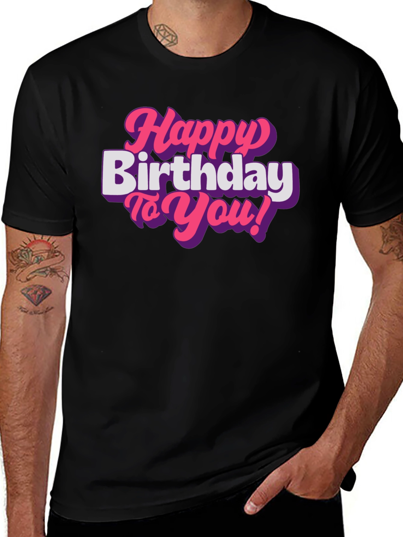 Happy Birthday T-Shirt - Pink Retro Font