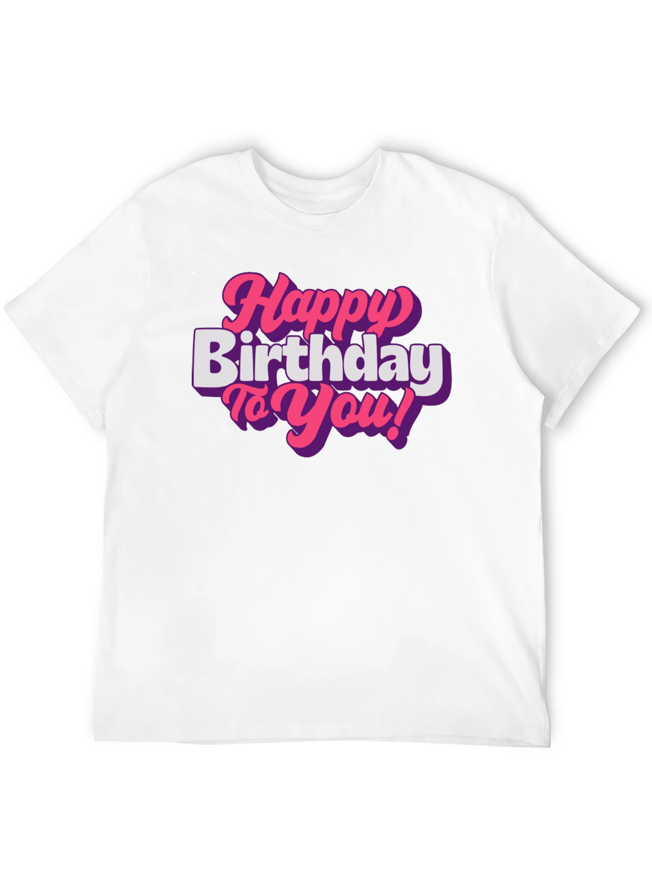 Happy Birthday T-Shirt - Pink Retro Font