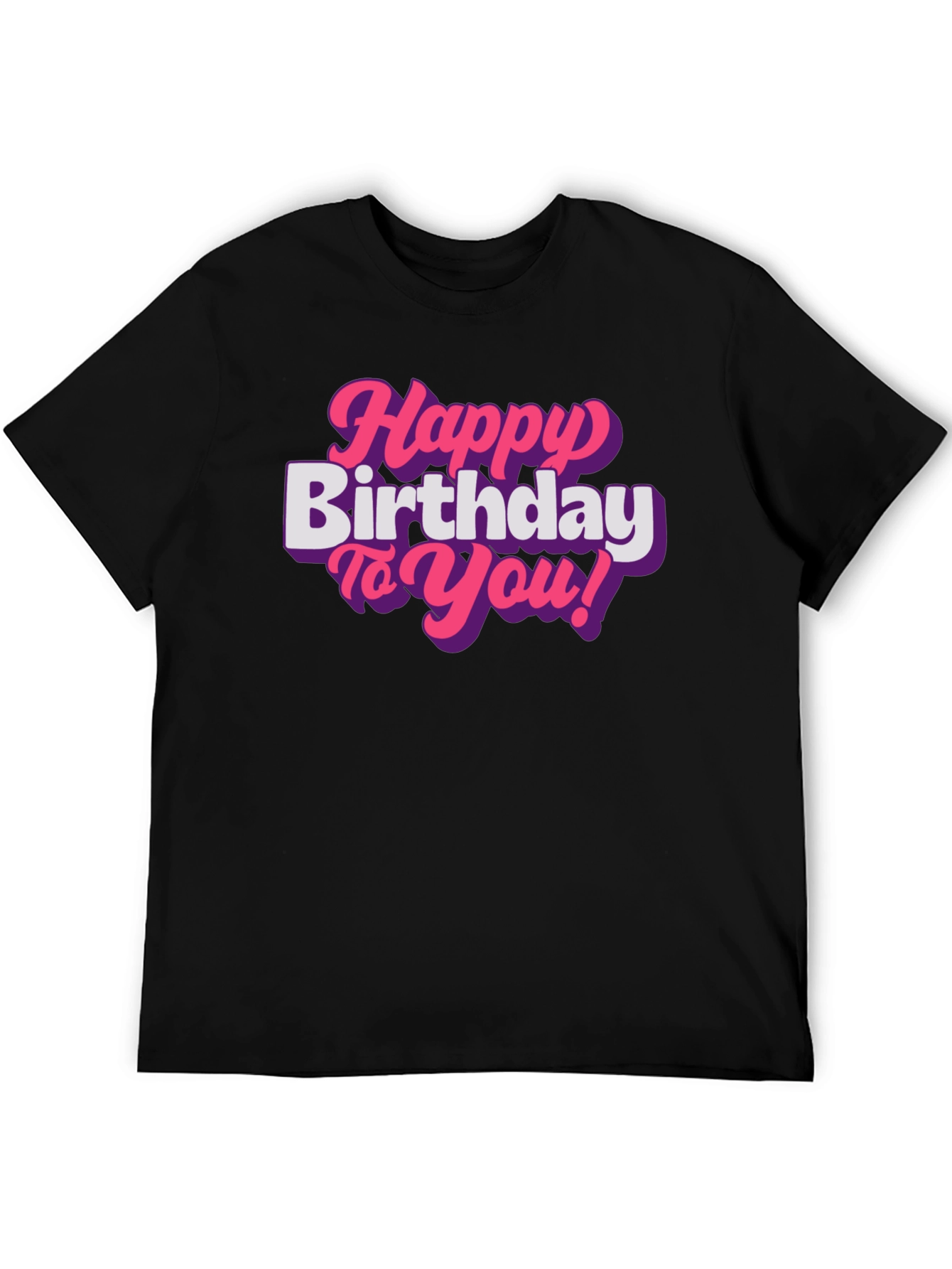 Happy Birthday T-Shirt - Pink Retro Font