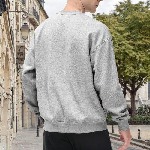 Heathered Gray "This Is How I Fall" Skydiving Graphic Crewneck Sweatshirt - Oversized Casual Pullover for Men, Funny Adventure Print Long-Sleeve Top