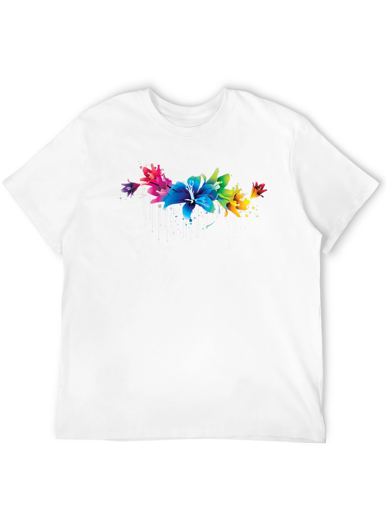 Vibrant Floral Lily Graphic Black T-Shirt