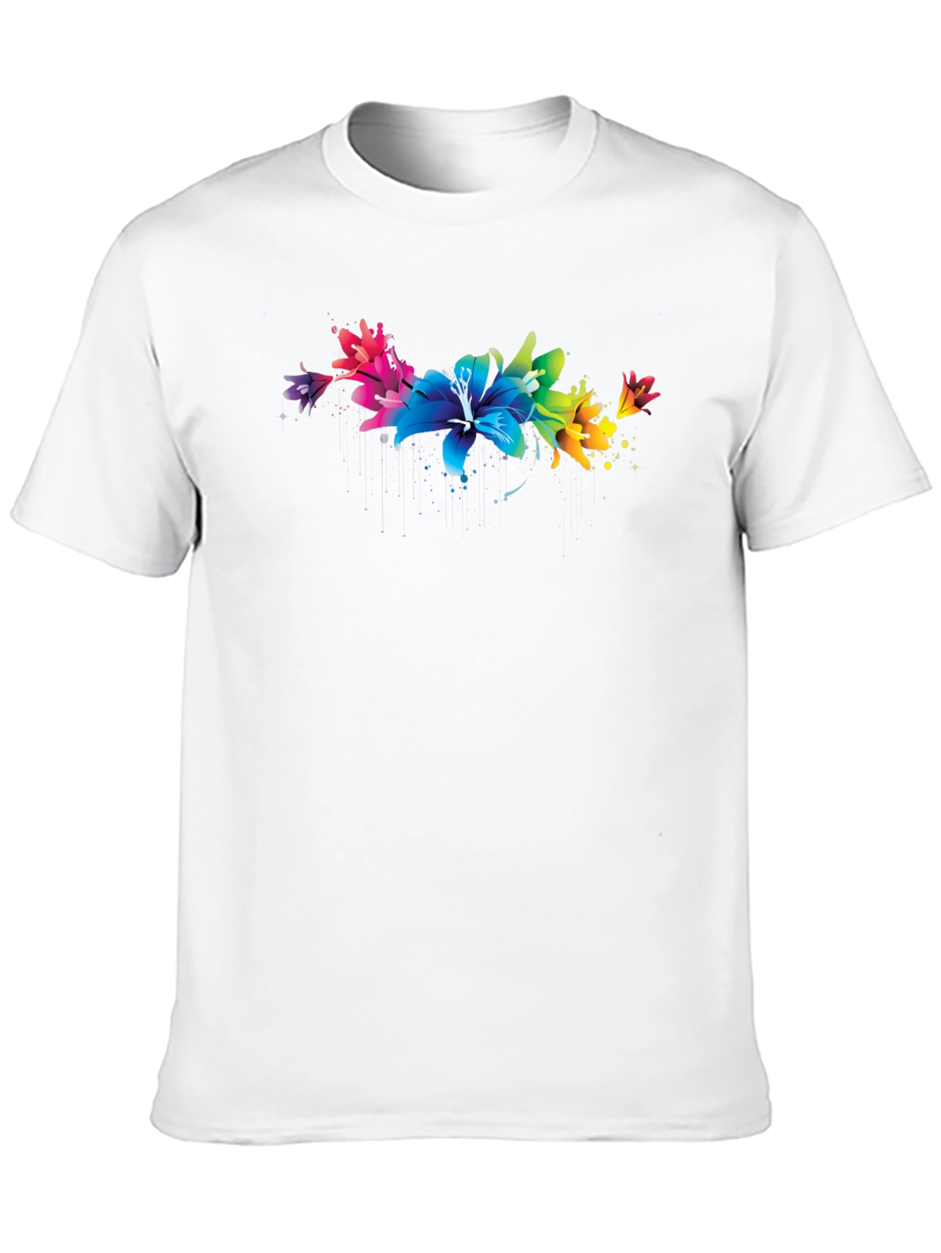 Vibrant Floral Lily Graphic Black T-Shirt