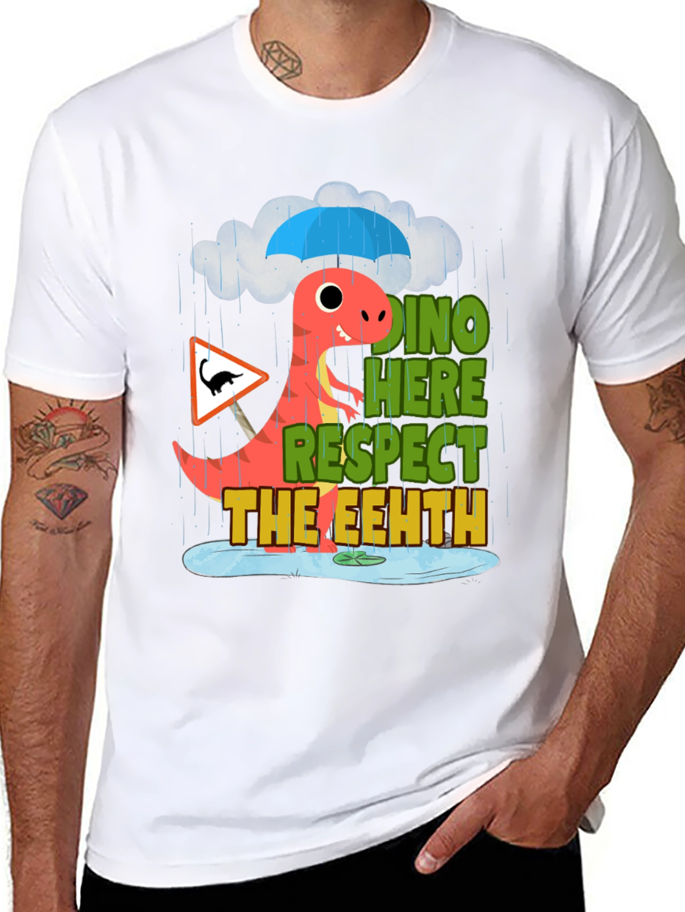Dino Here Respect The Eeeth Funny T-Shirt