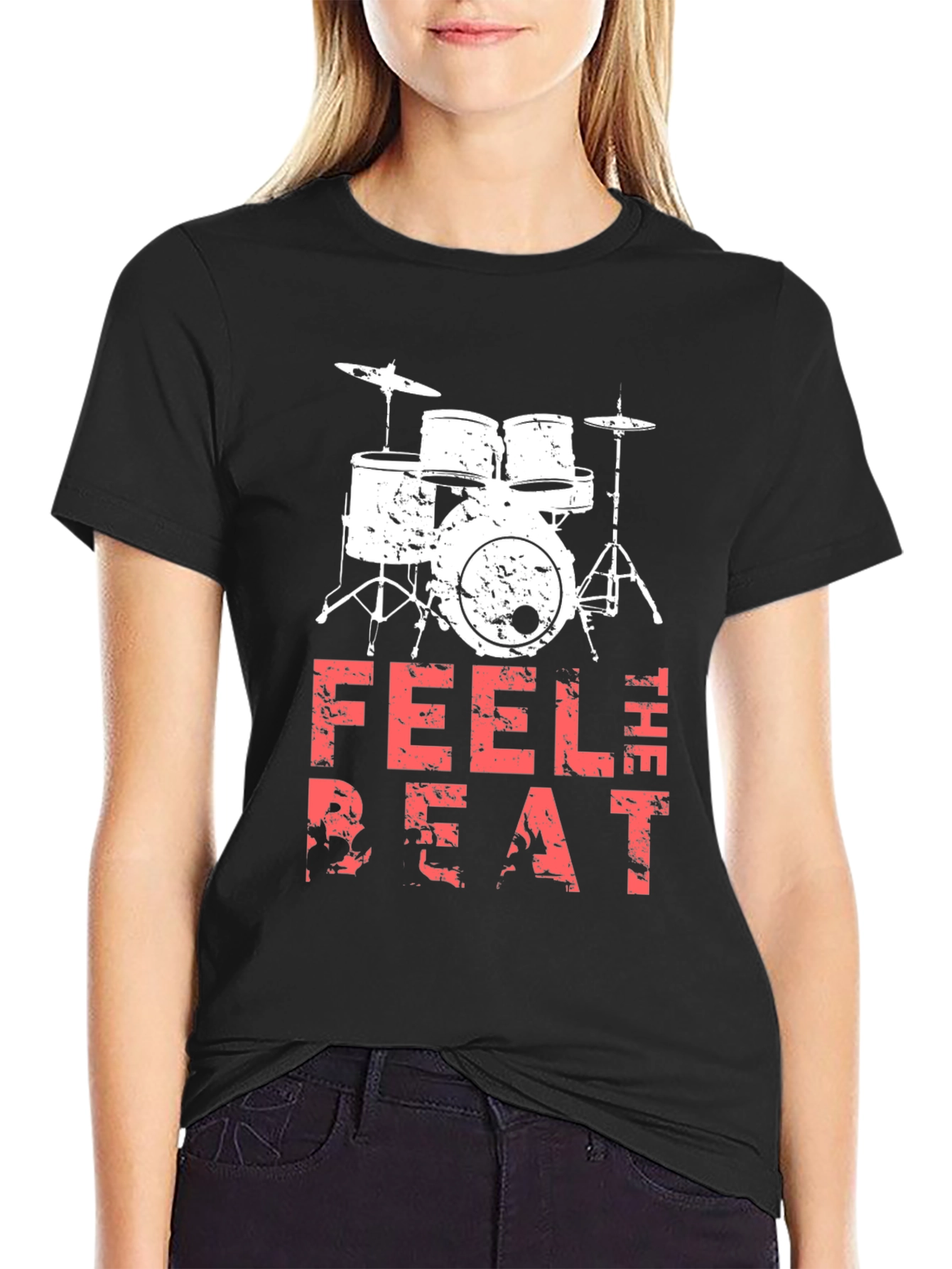 Feel the Beat Drum Kit Black T-Shirt