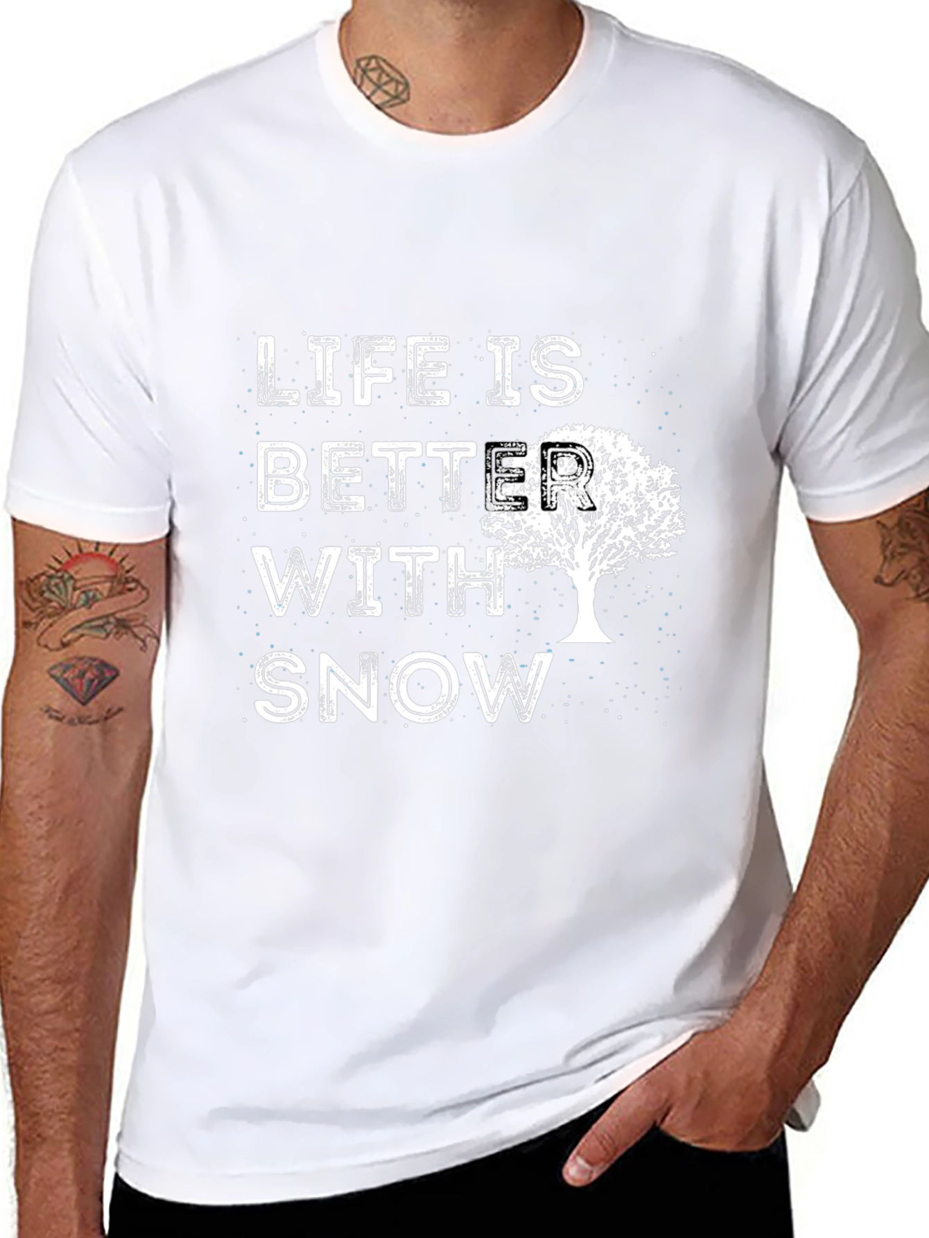 Life is Better With Snow Black T-Shirt