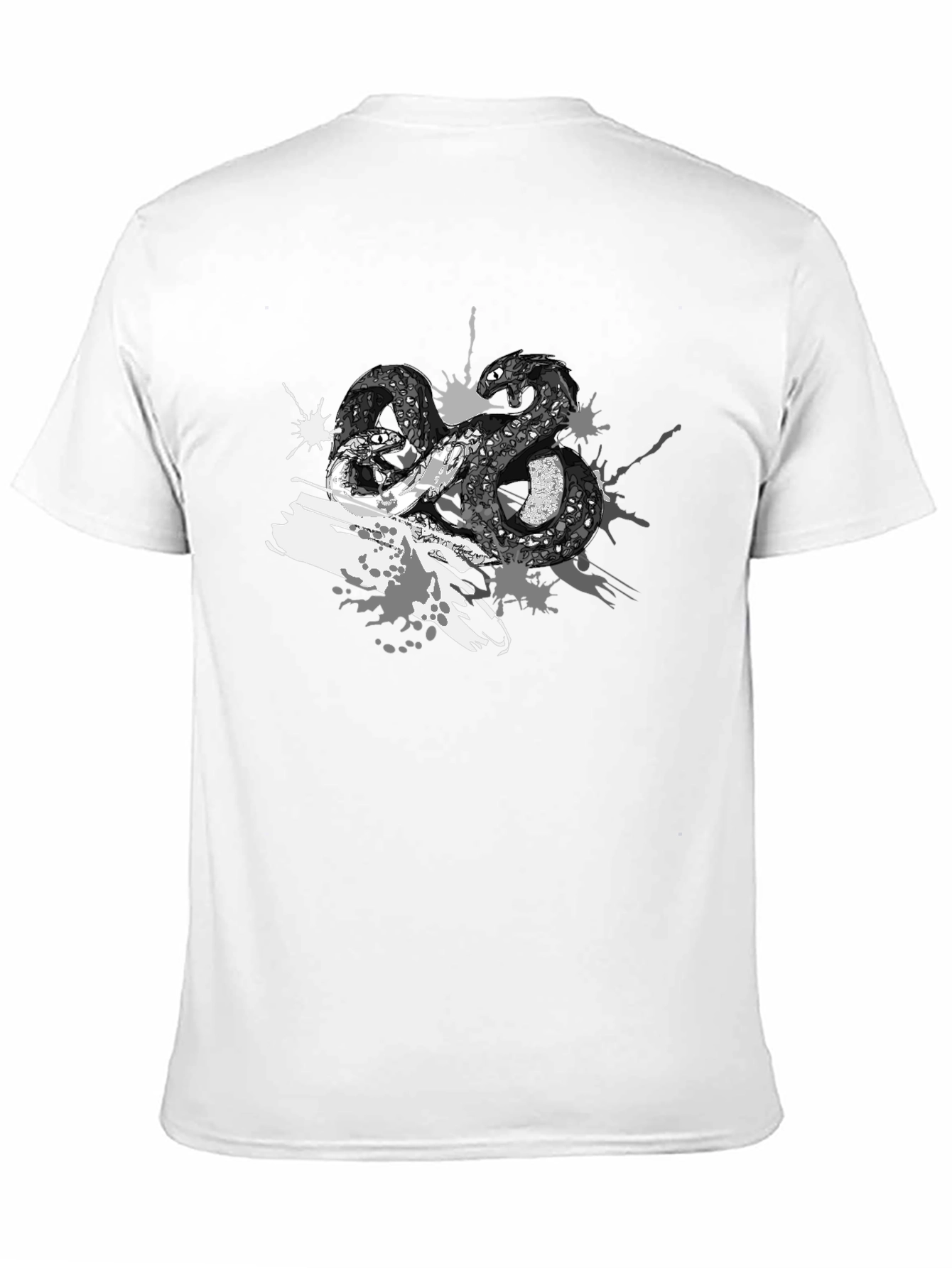 Mens Black T-Shirt with Snake Print