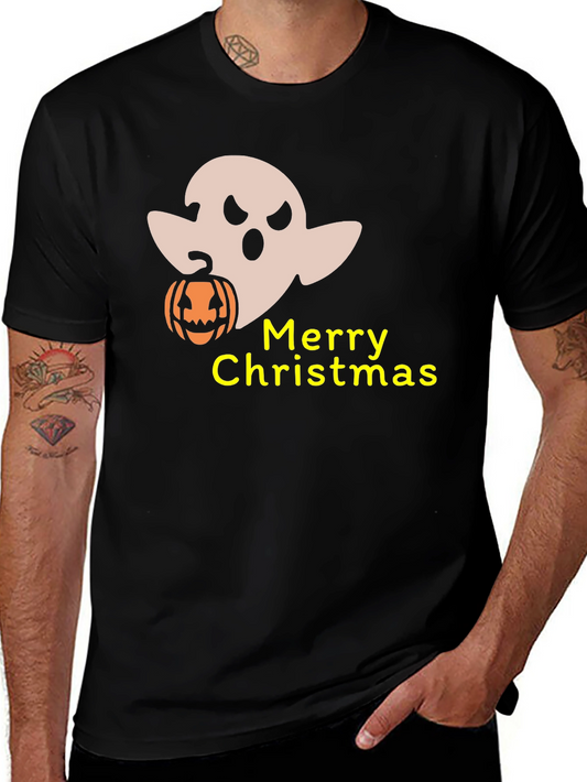 Funny Halloween Ghost Merry Christmas Graphic T-Shirt