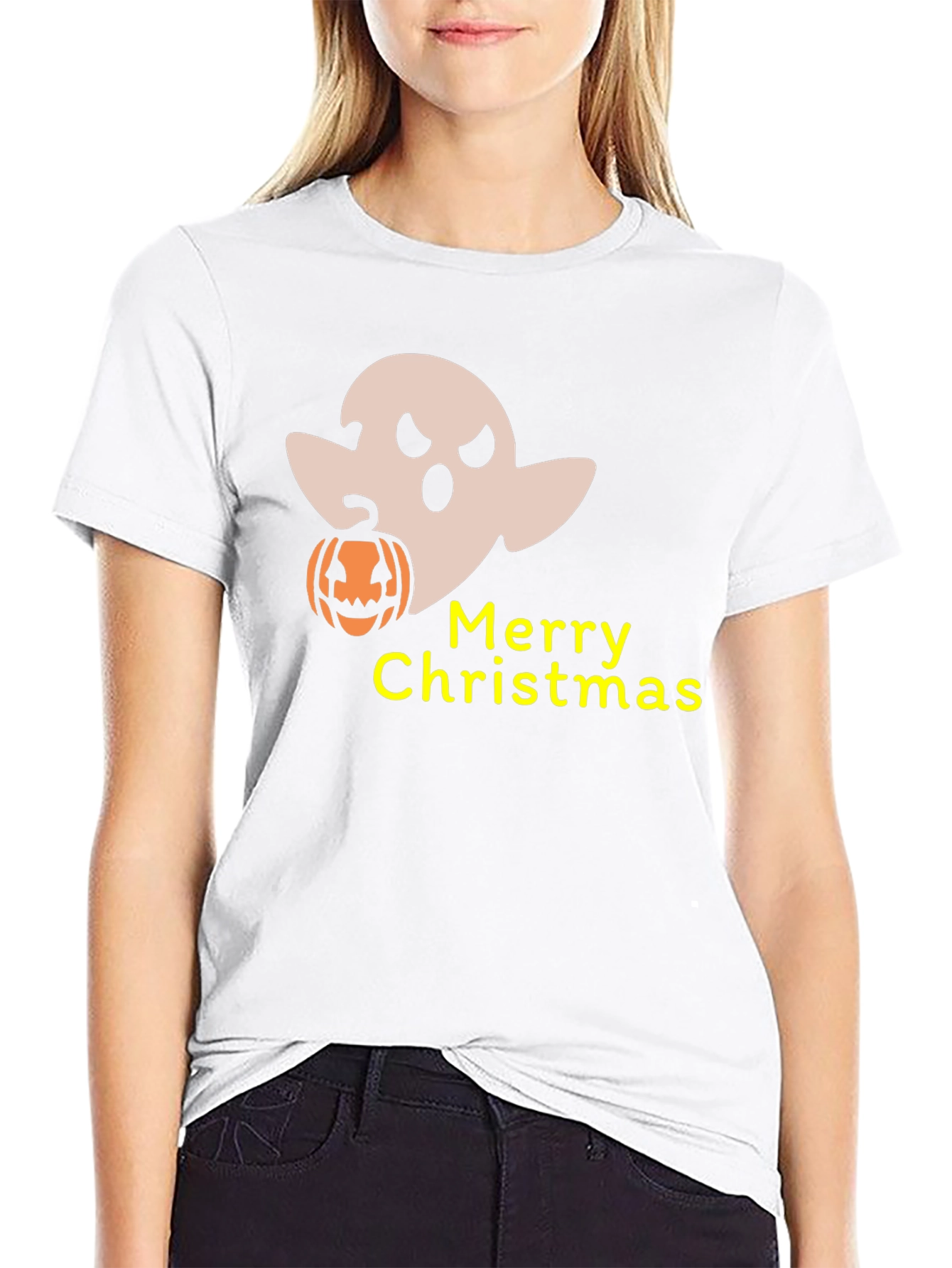 Funny Halloween Ghost Merry Christmas Graphic T-Shirt