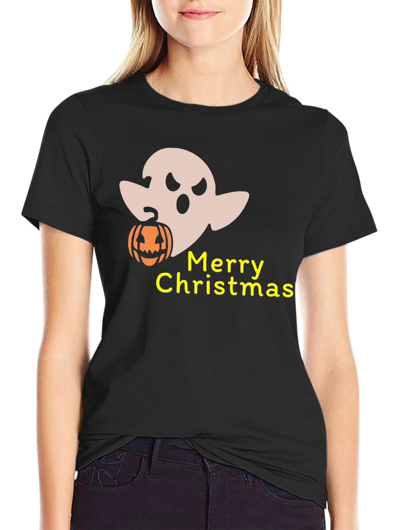 Funny Halloween Ghost Merry Christmas Graphic T-Shirt