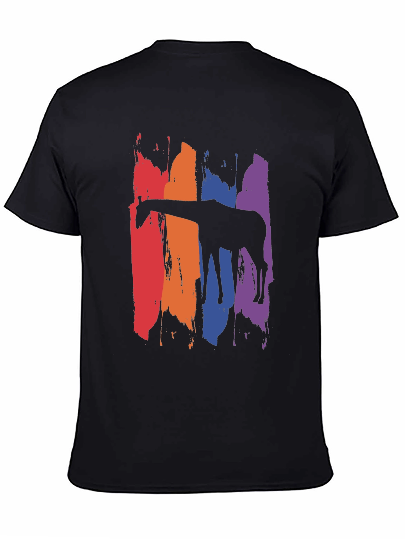 Rainbow Giraffe Graphic Tee - Mens Black T-Shirt