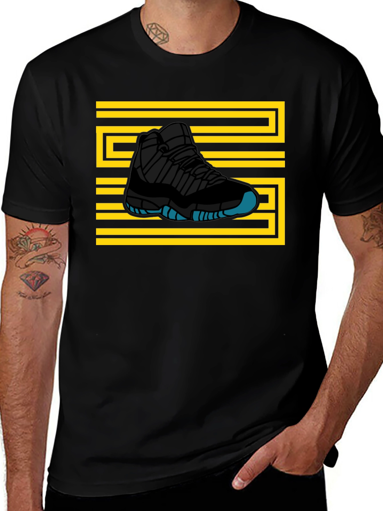 Sneaker Graphic T-Shirt - Black Tee with Shoe Design