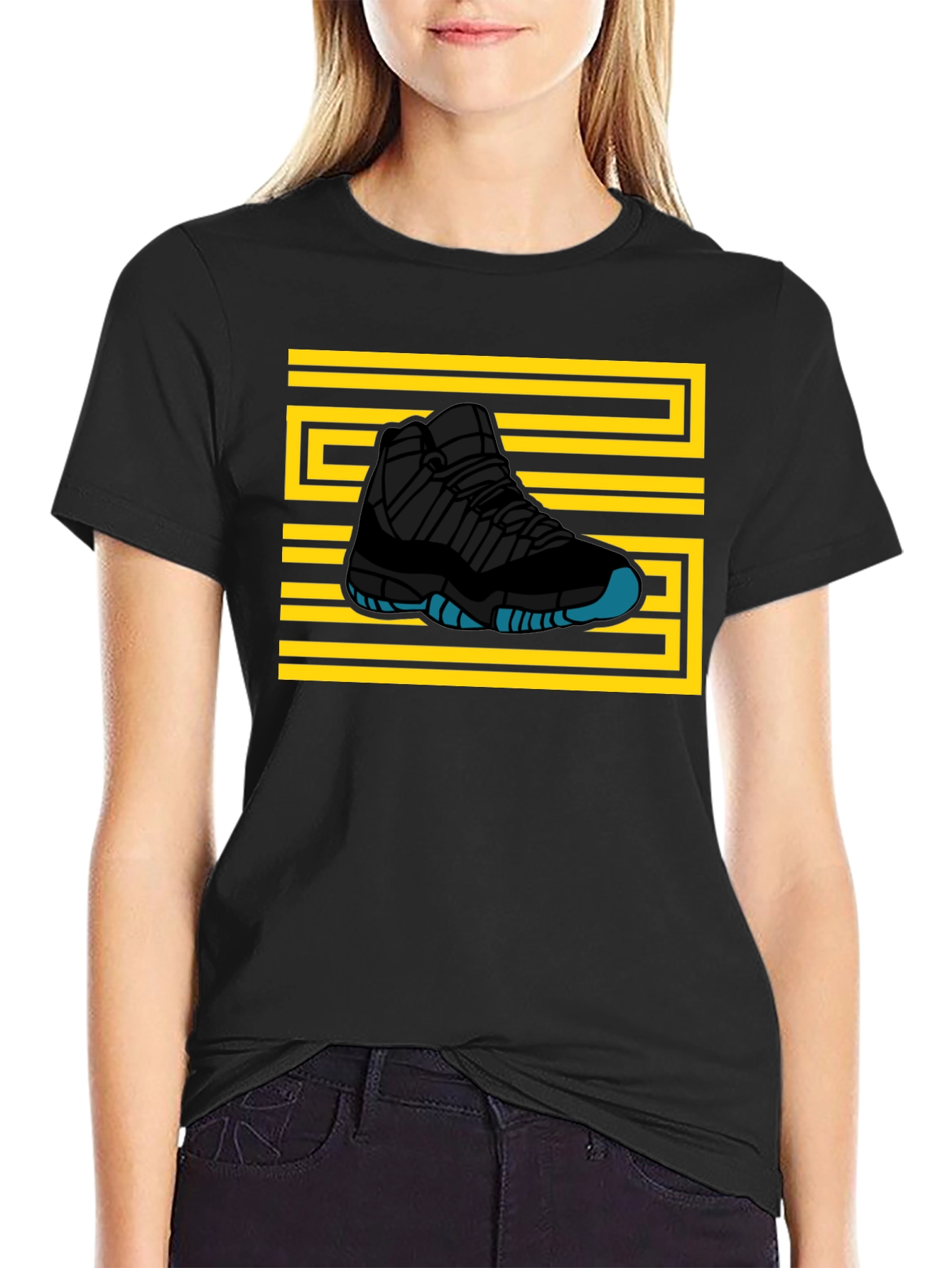 Sneaker Graphic T-Shirt - Black Tee with Shoe Design