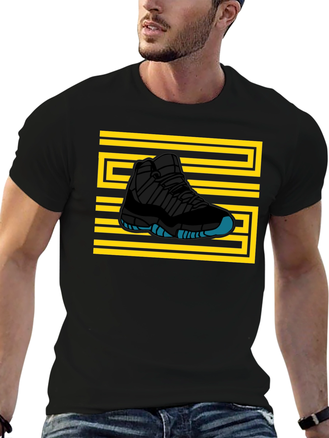 Sneaker Graphic T-Shirt - Black Tee with Shoe Design