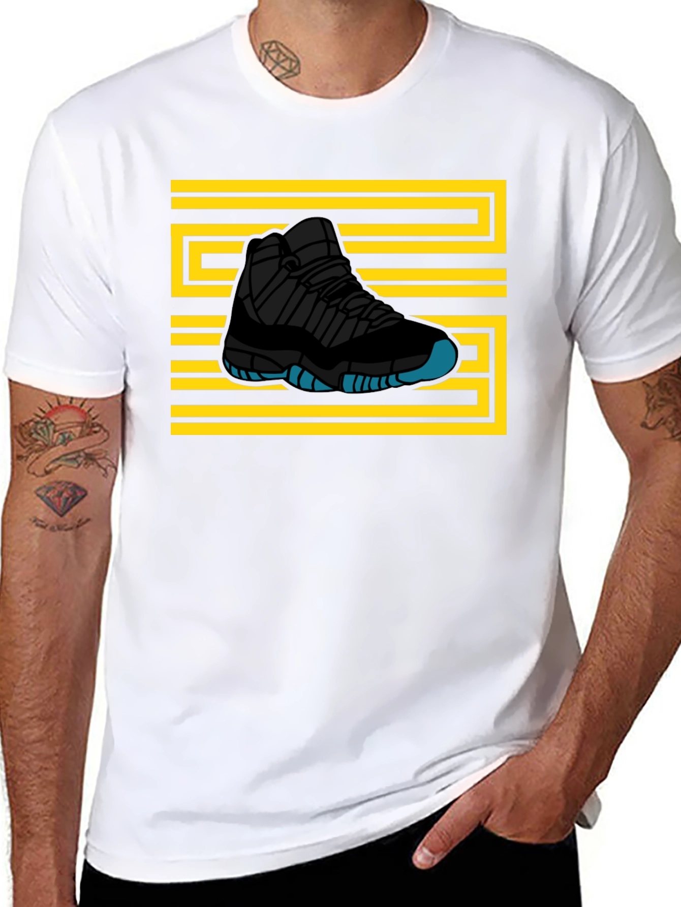 Sneaker Graphic T-Shirt - Black Tee with Shoe Design