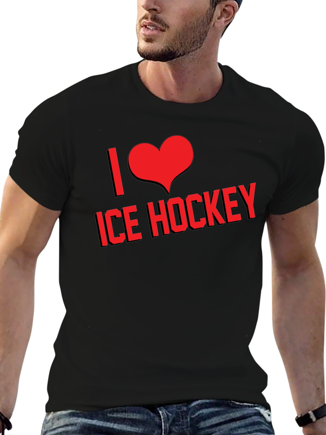 I Love Ice Hockey Graphic T-Shirt