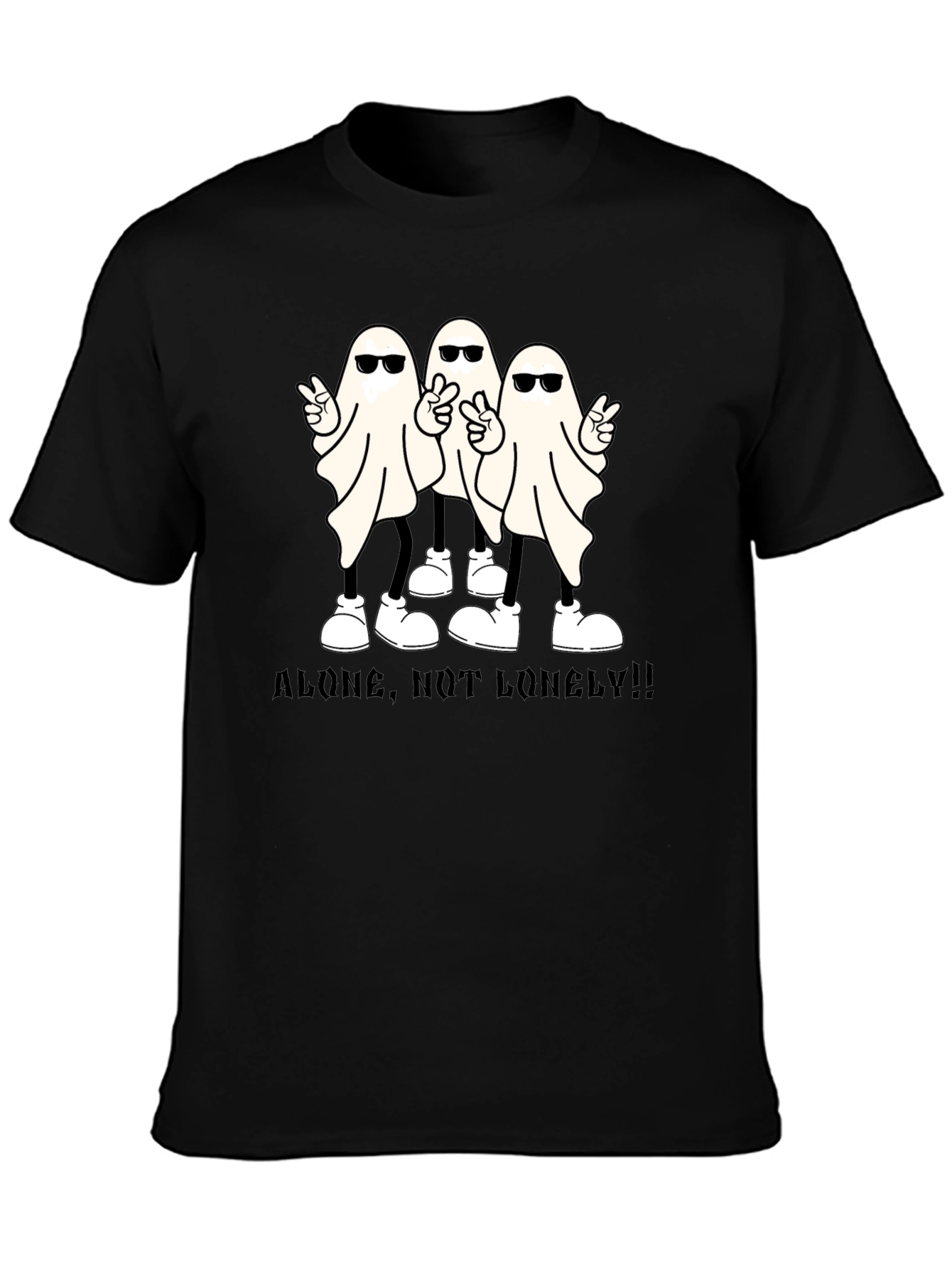 Cool Ghost Graphic T-Shirt - Alone Not Lonely
