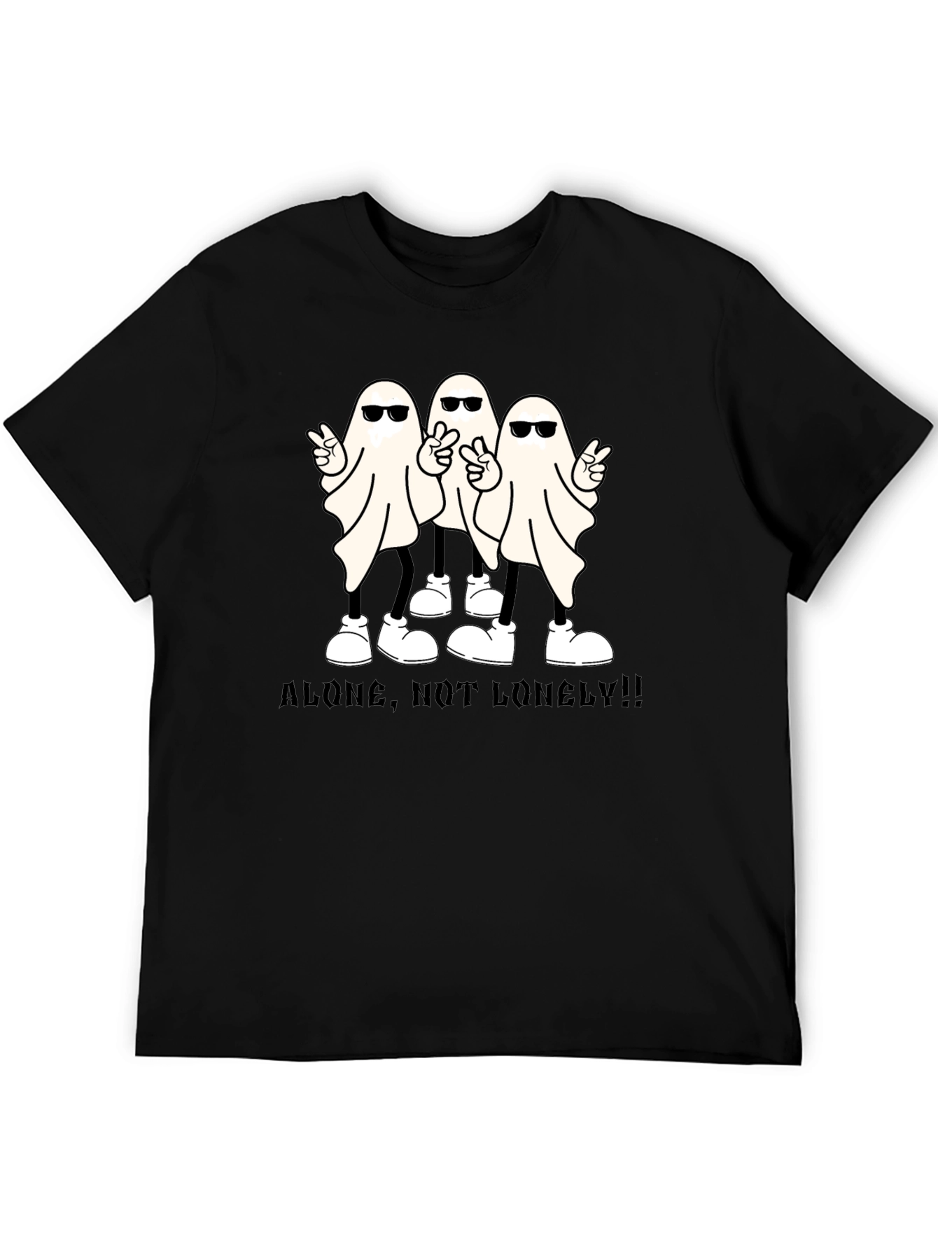 Cool Ghost Graphic T-Shirt - Alone Not Lonely