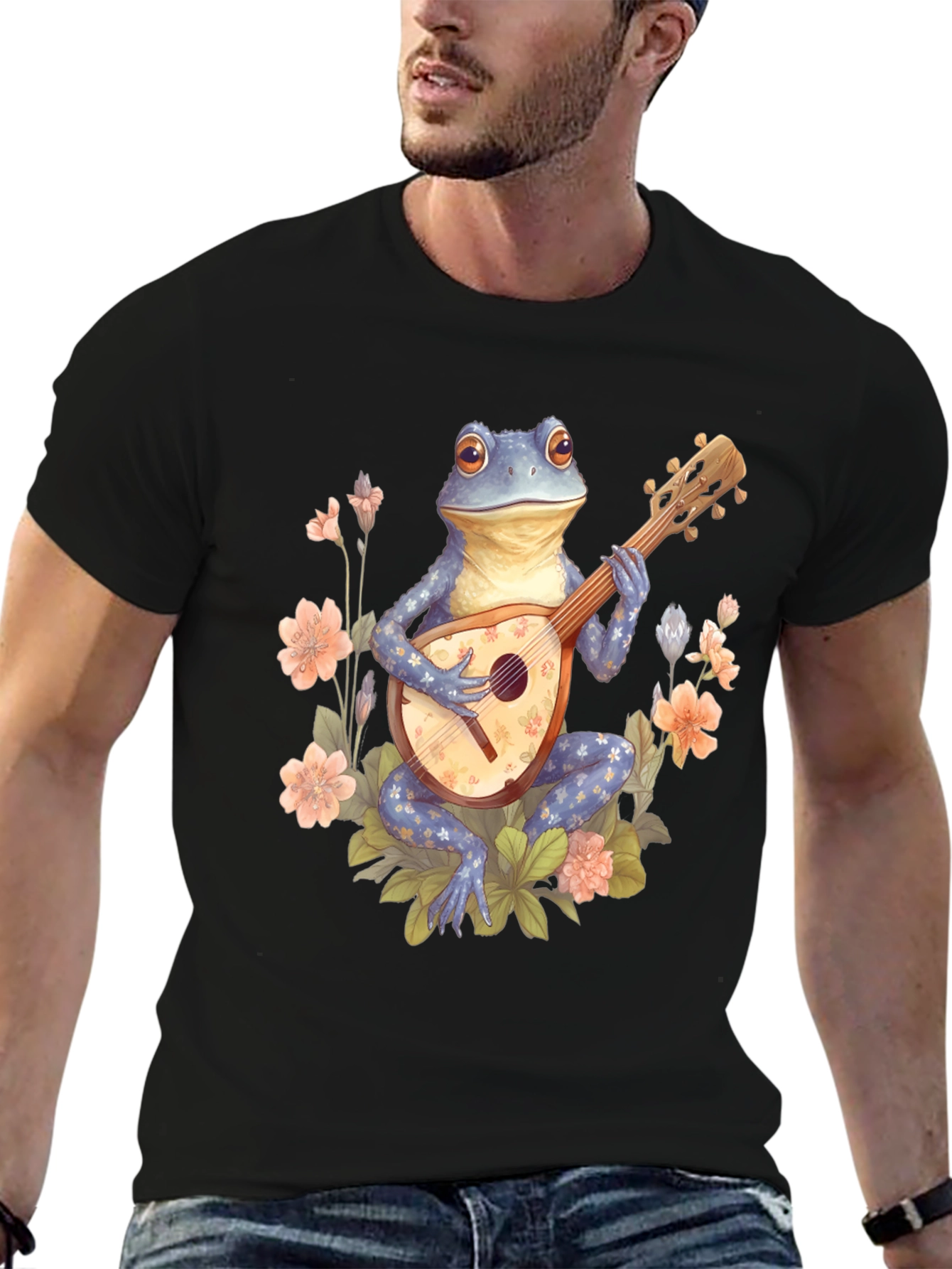 Frog Musician Graphic Tee - Black