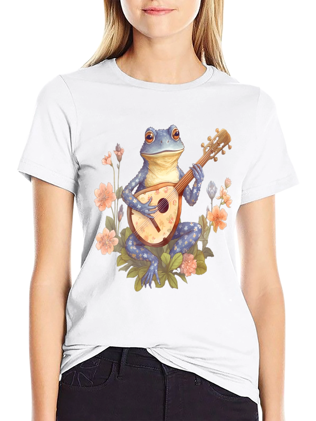 Frog Musician Graphic Tee - Black