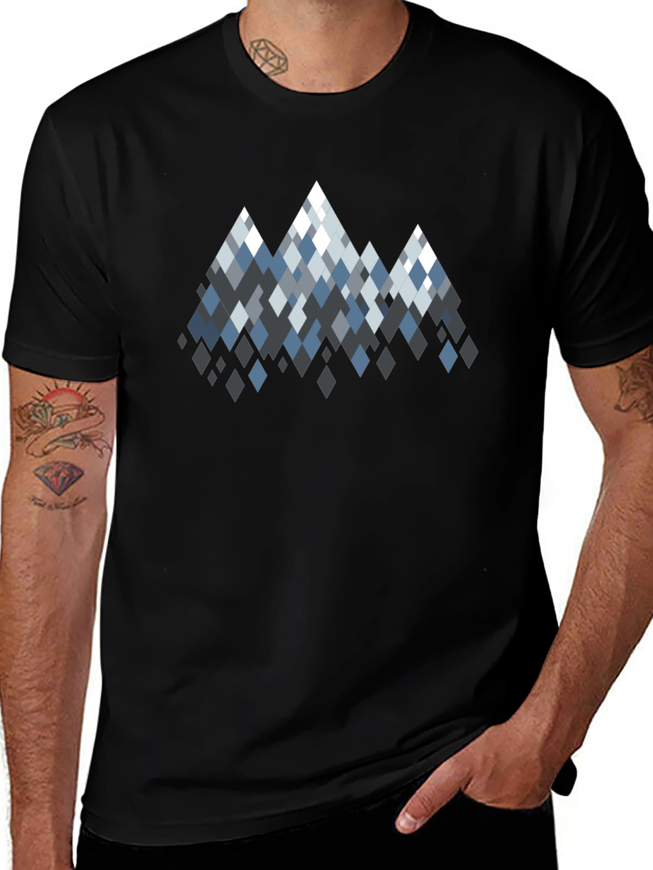 Geometric Mountain Peaks Graphic T-Shirt