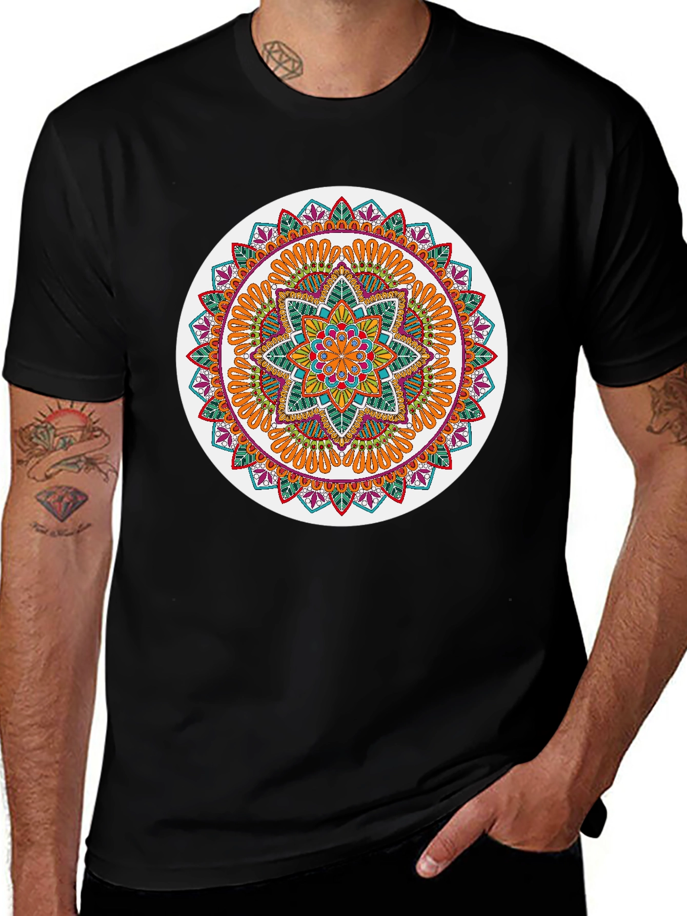 Mandala Graphic Tee - Stylish Round Design