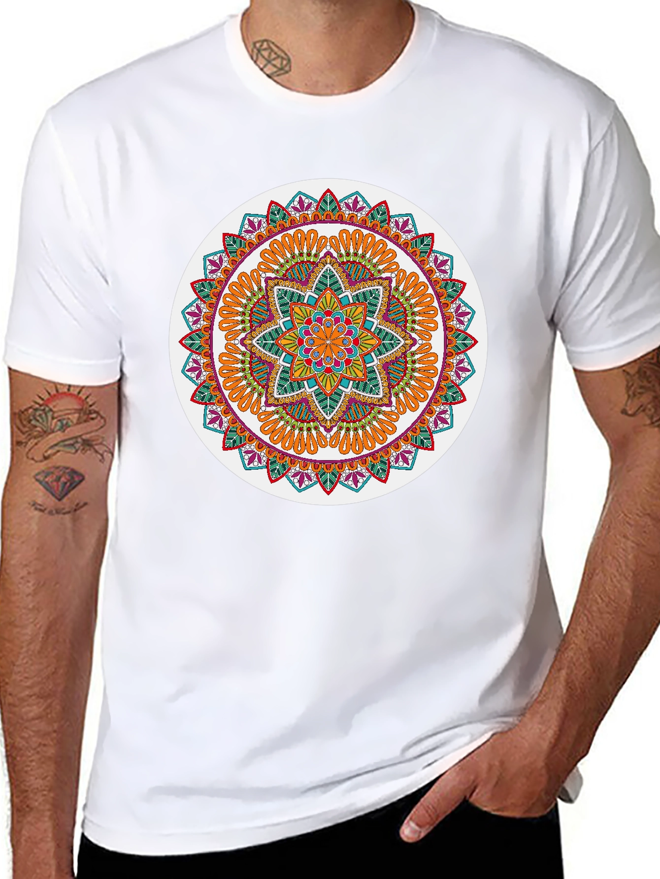 Mandala Graphic Tee - Stylish Round Design