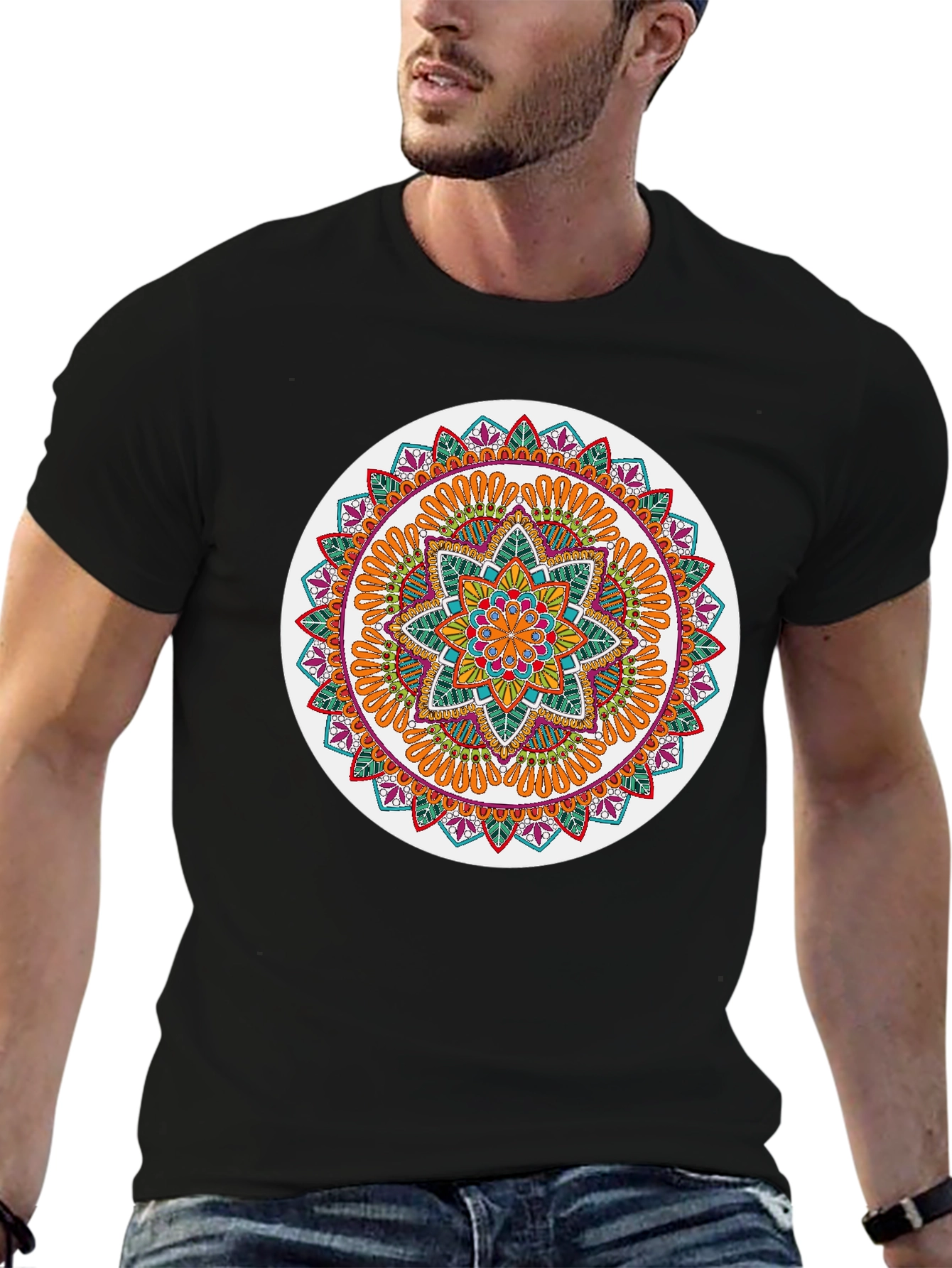 Mandala Graphic Tee - Stylish Round Design