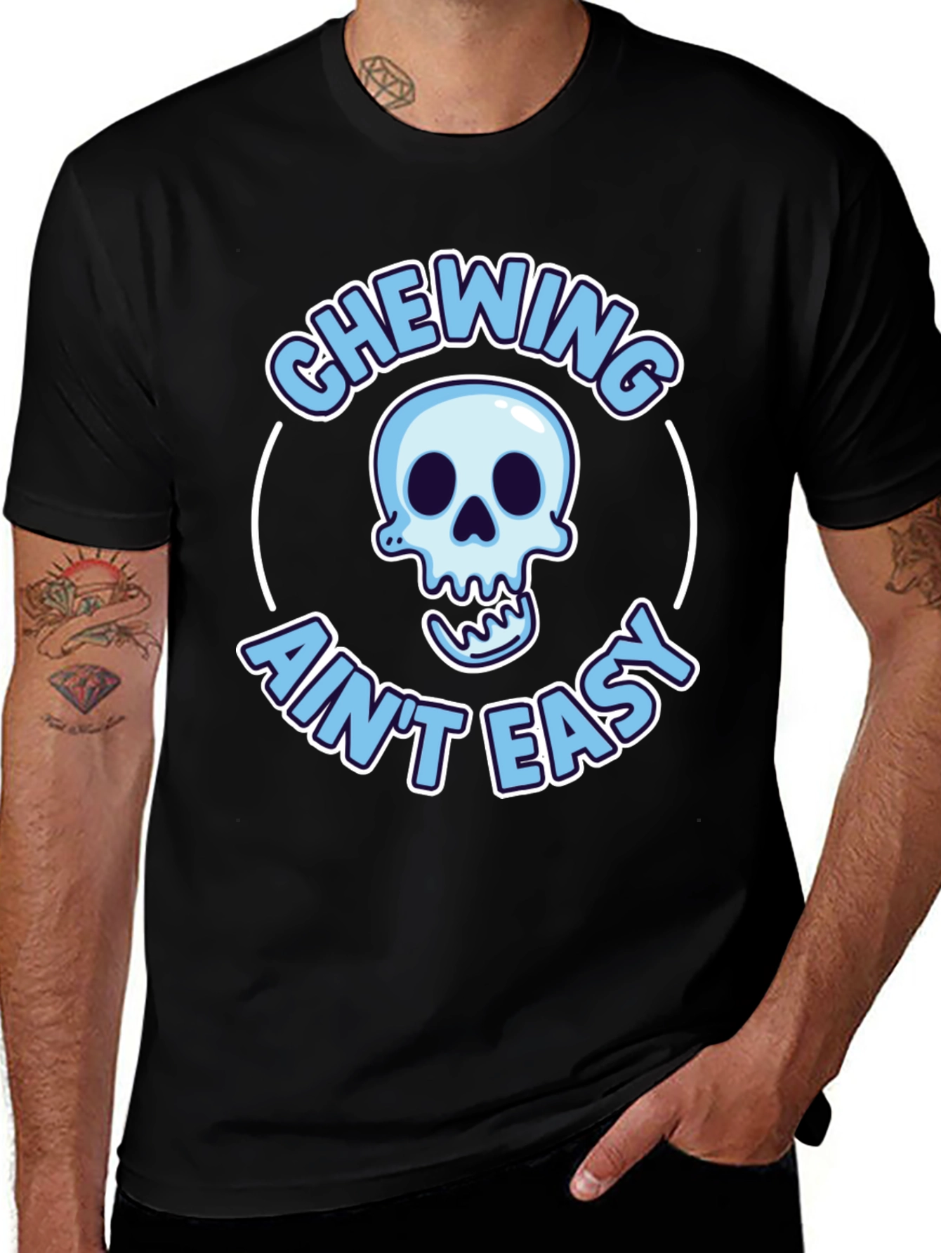 Chewing Aint Easy Skeleton Graphic Tee
