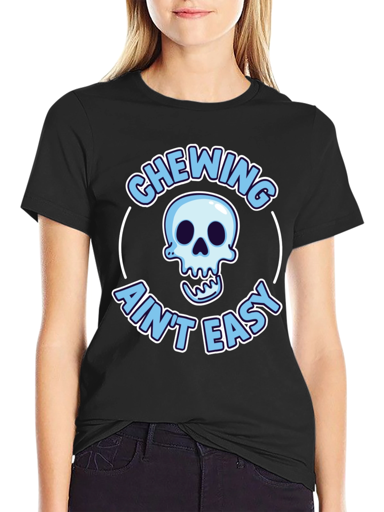 Chewing Aint Easy Skeleton Graphic Tee
