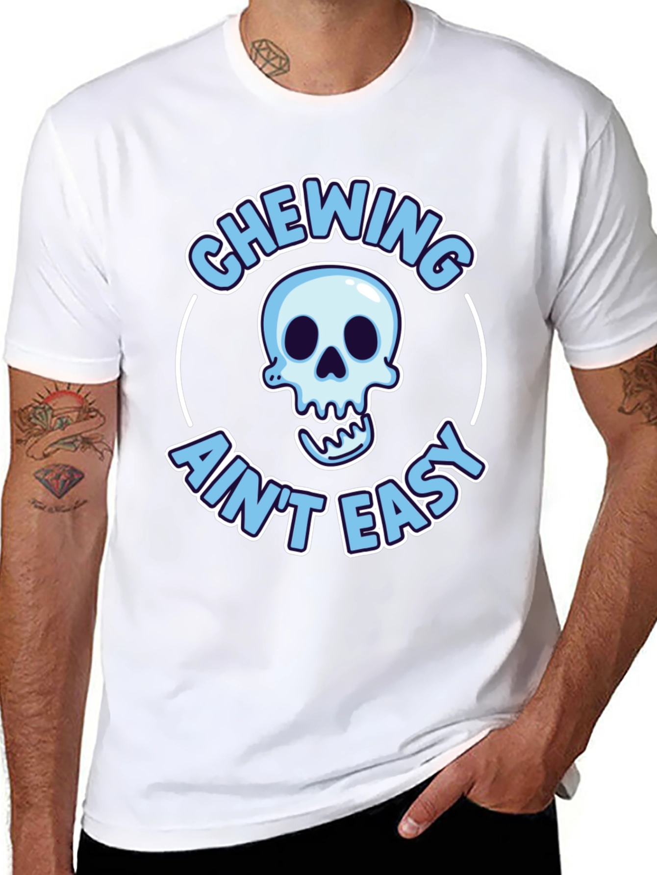 Chewing Aint Easy Skeleton Graphic Tee