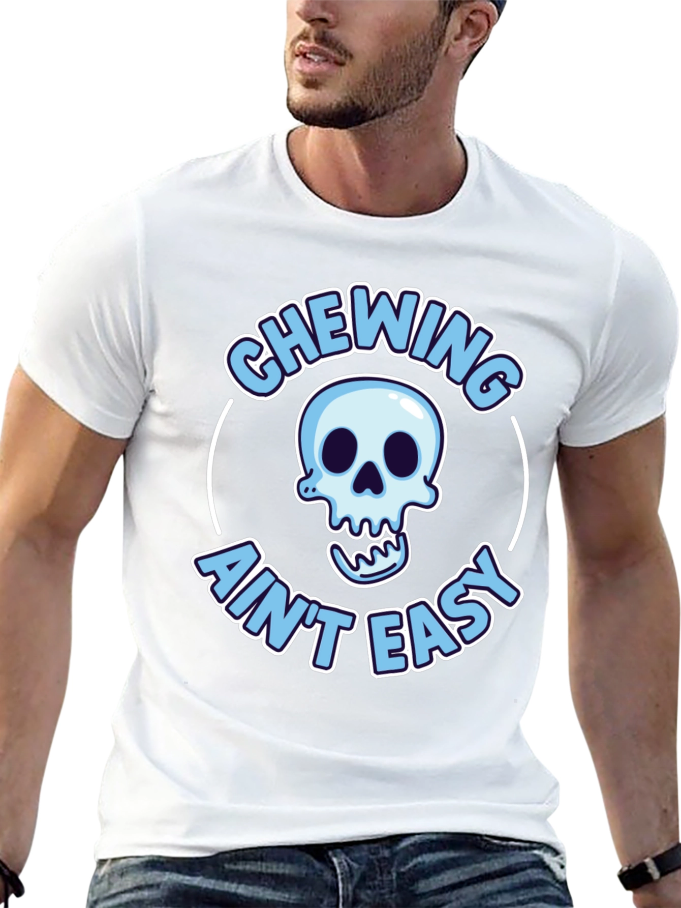 Chewing Aint Easy Skeleton Graphic Tee