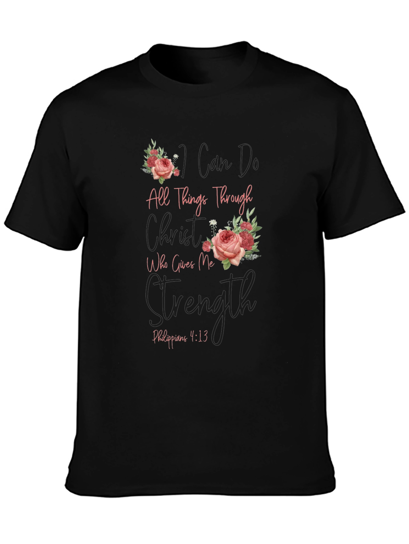 Floral Christian Verse T-Shirt - Philippians 4:13