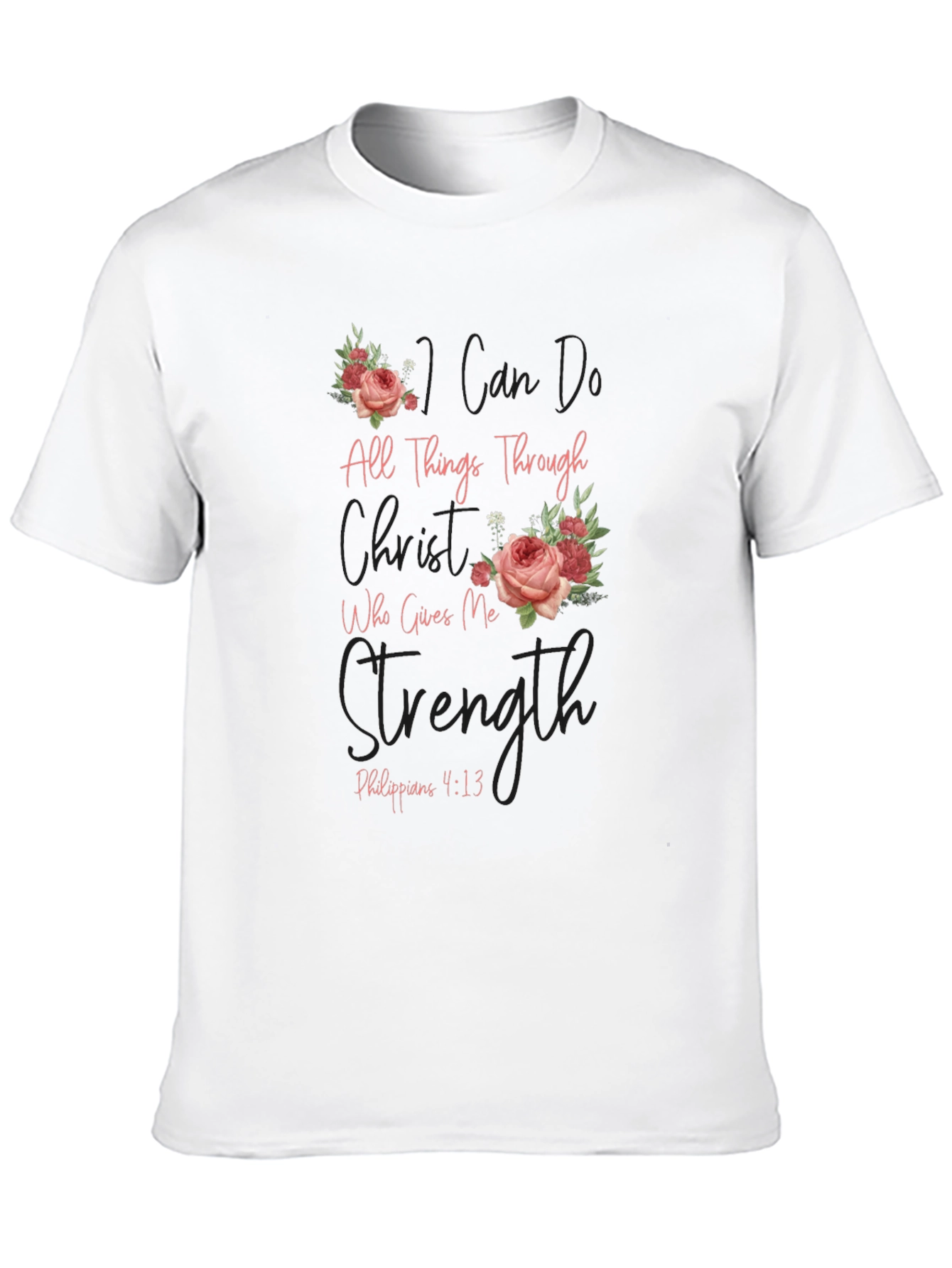 Floral Christian Verse T-Shirt - Philippians 4:13