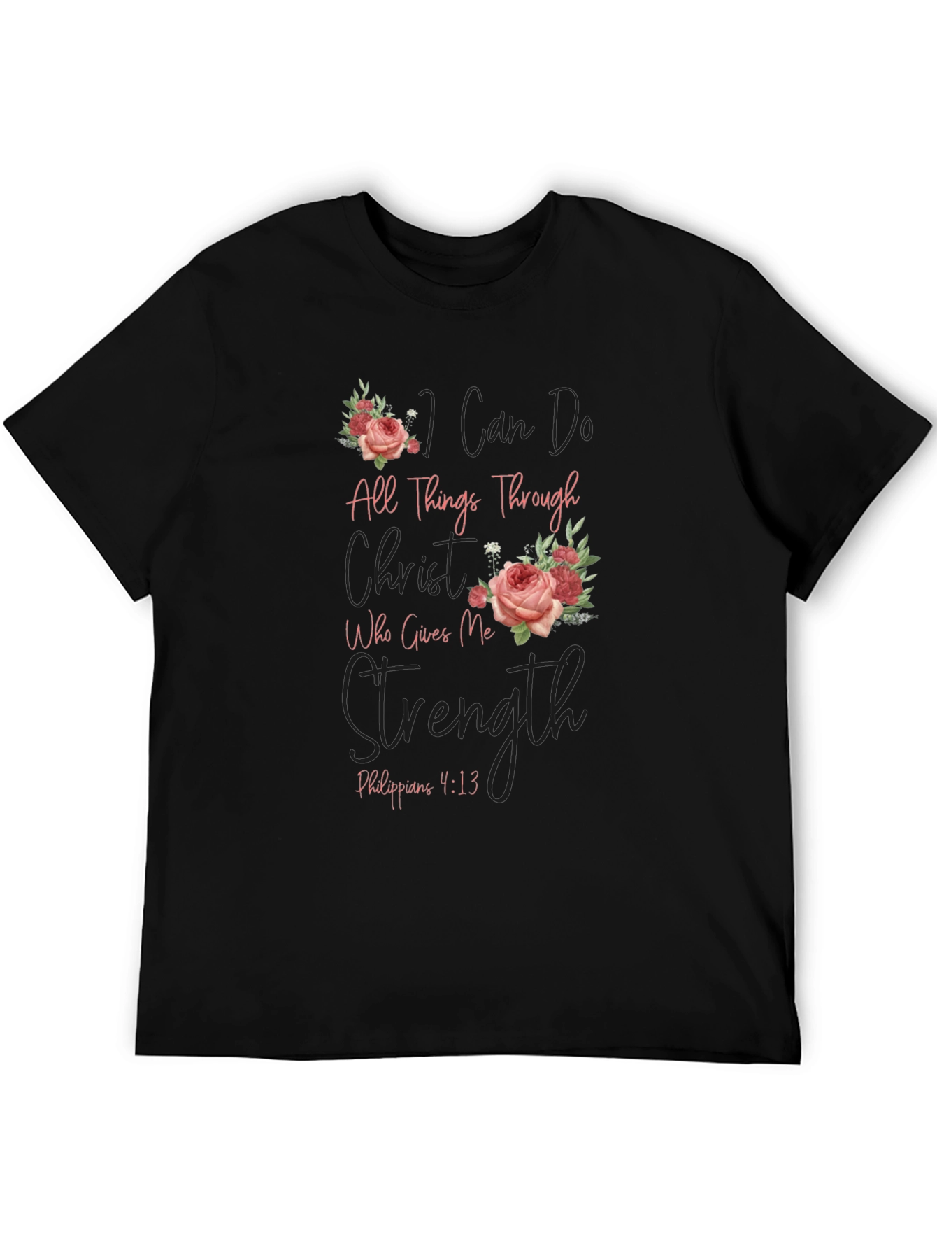 Floral Christian Verse T-Shirt - Philippians 4:13