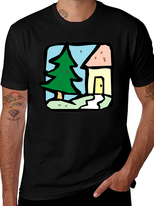 Cartoon House & Tree Graphic Tee