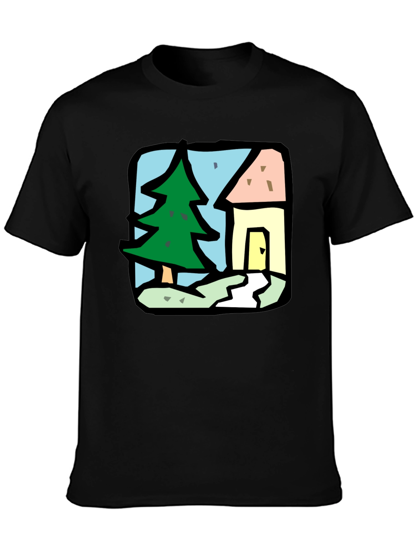 Cartoon House & Tree Graphic Tee