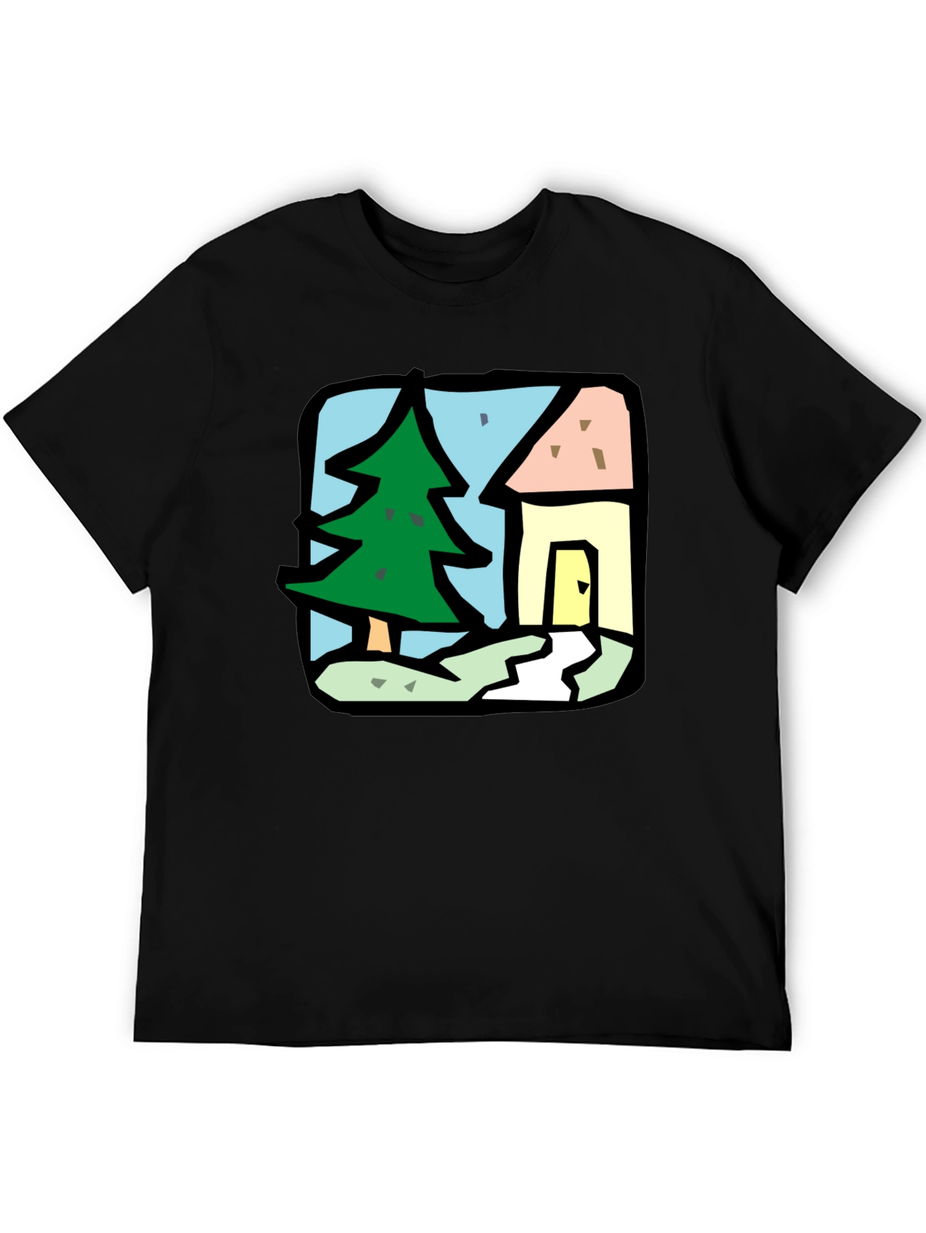Cartoon House & Tree Graphic Tee