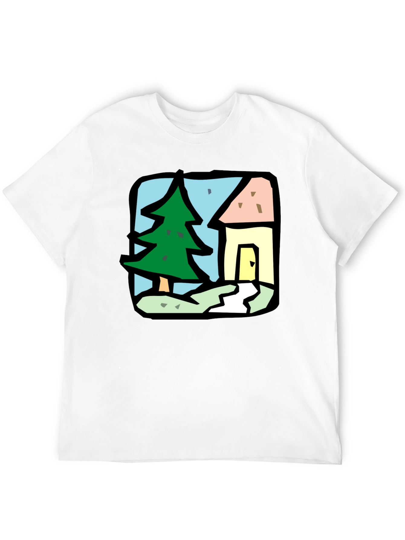 Cartoon House & Tree Graphic Tee