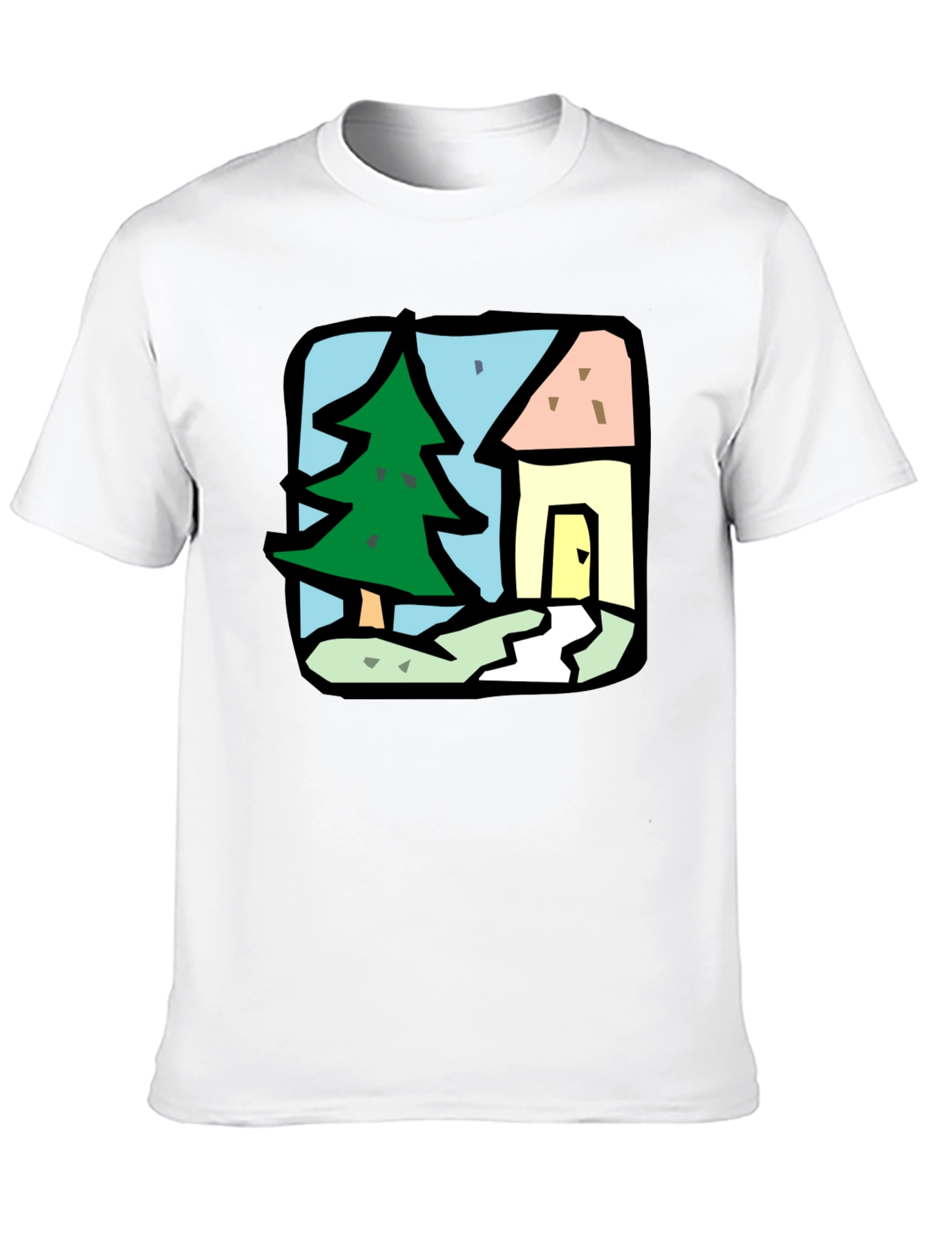Cartoon House & Tree Graphic Tee