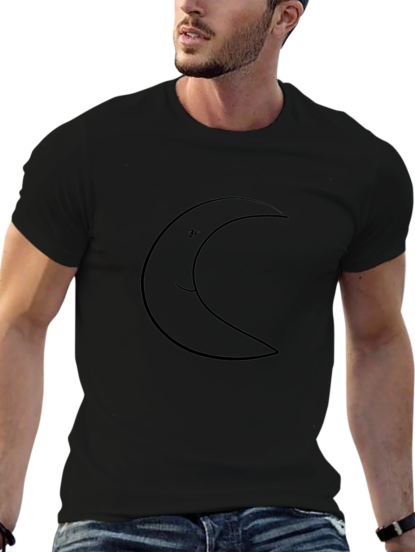 Crescent Moon Graphic Black T-Shirt