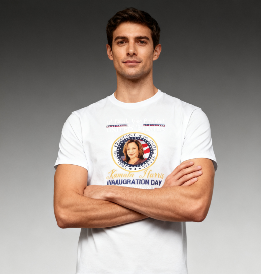 Kamala Harris Inauguration Day T-Shirt - 1st Female US Vice President Graphic Tee, 100% Cotton, Versatile for Multiple Occasions