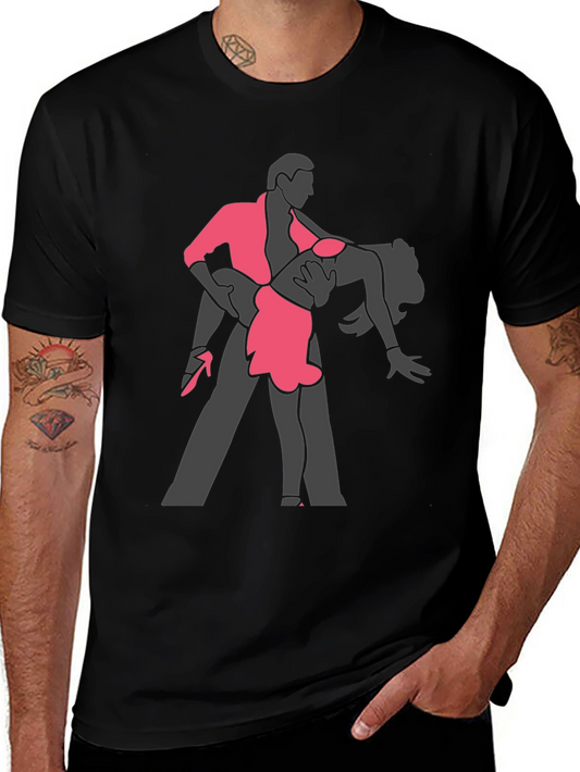 Dancing Couple Graphic Tee - Stylish Black T-Shirt