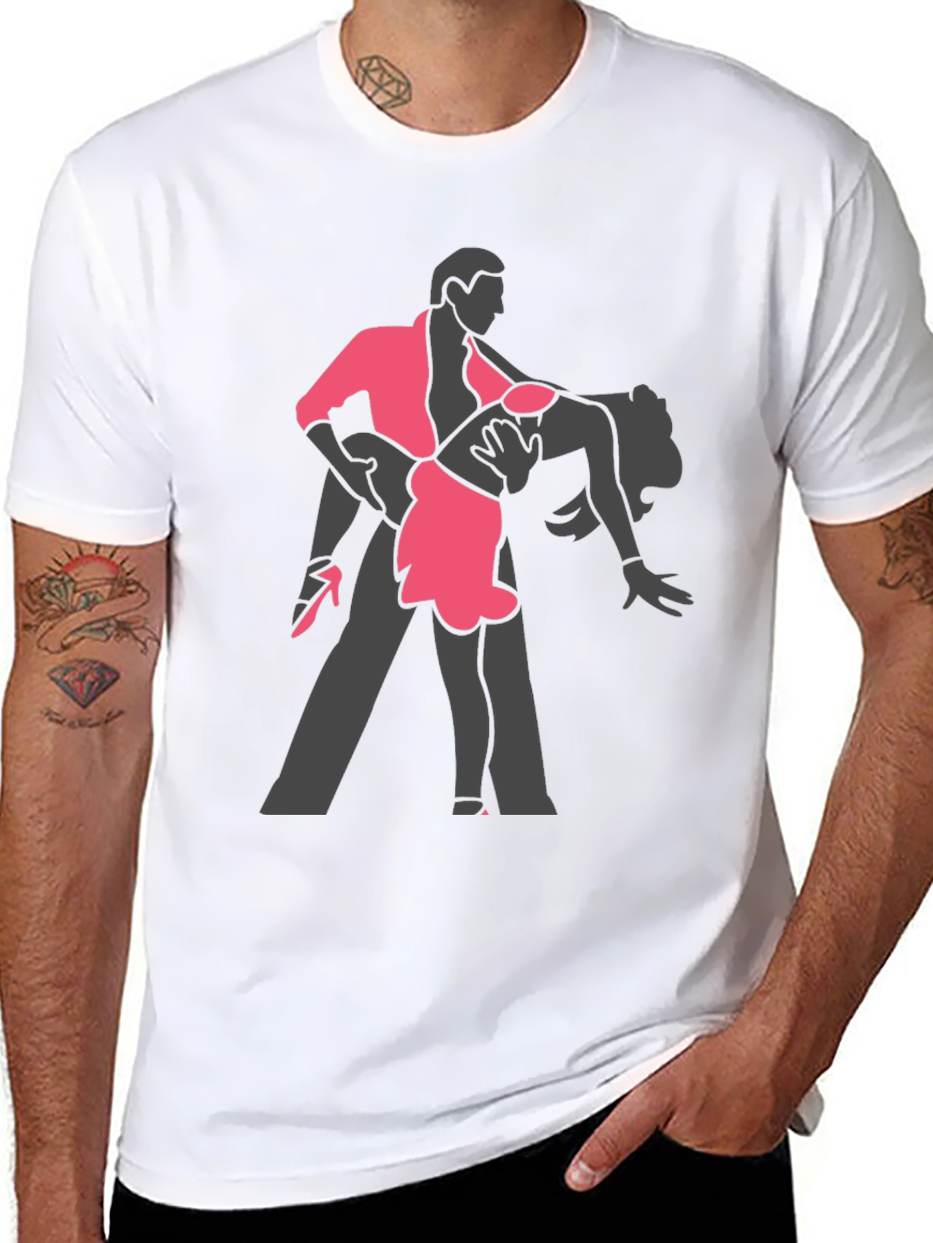 Dancing Couple Graphic Tee - Stylish Black T-Shirt
