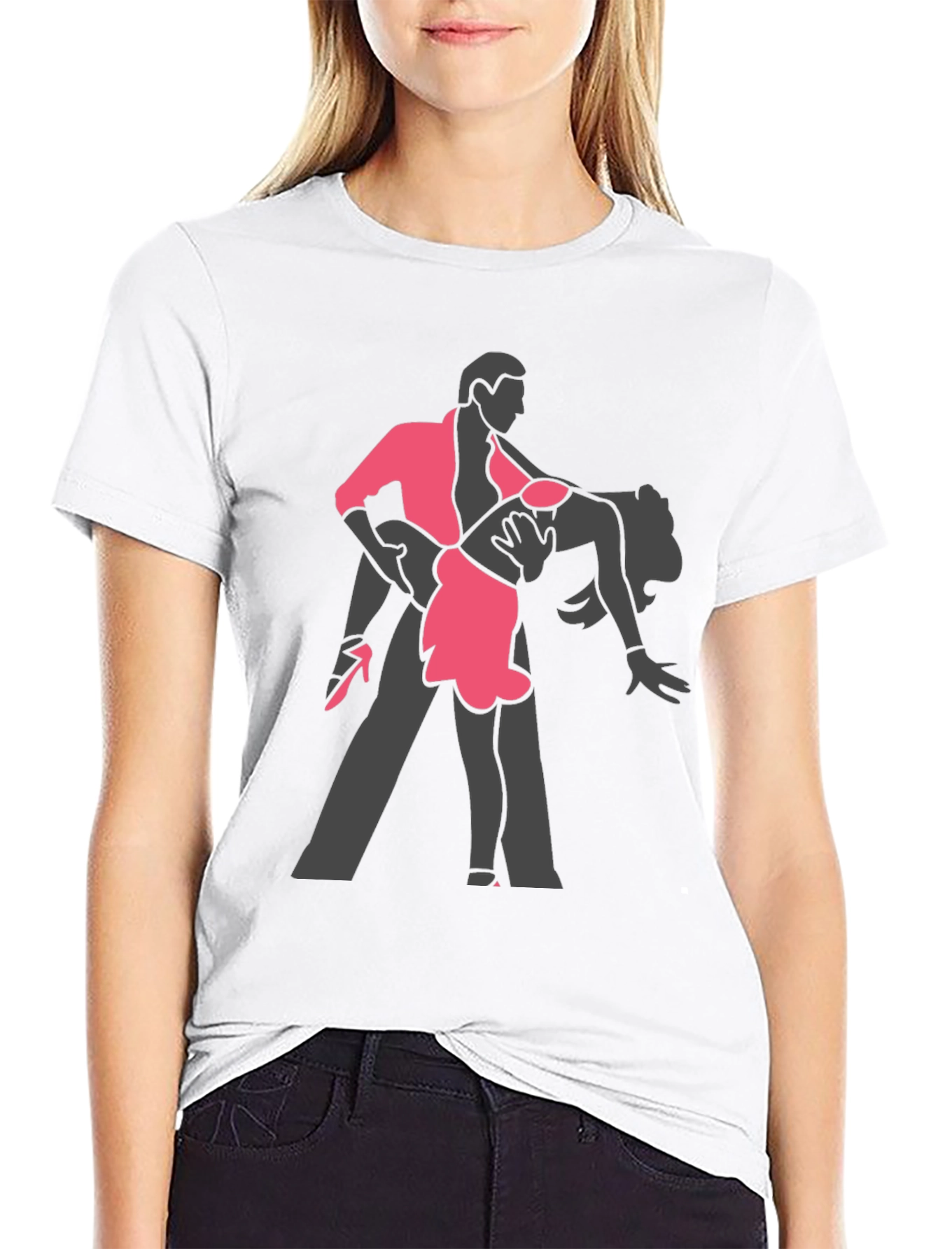 Dancing Couple Graphic Tee - Stylish Black T-Shirt