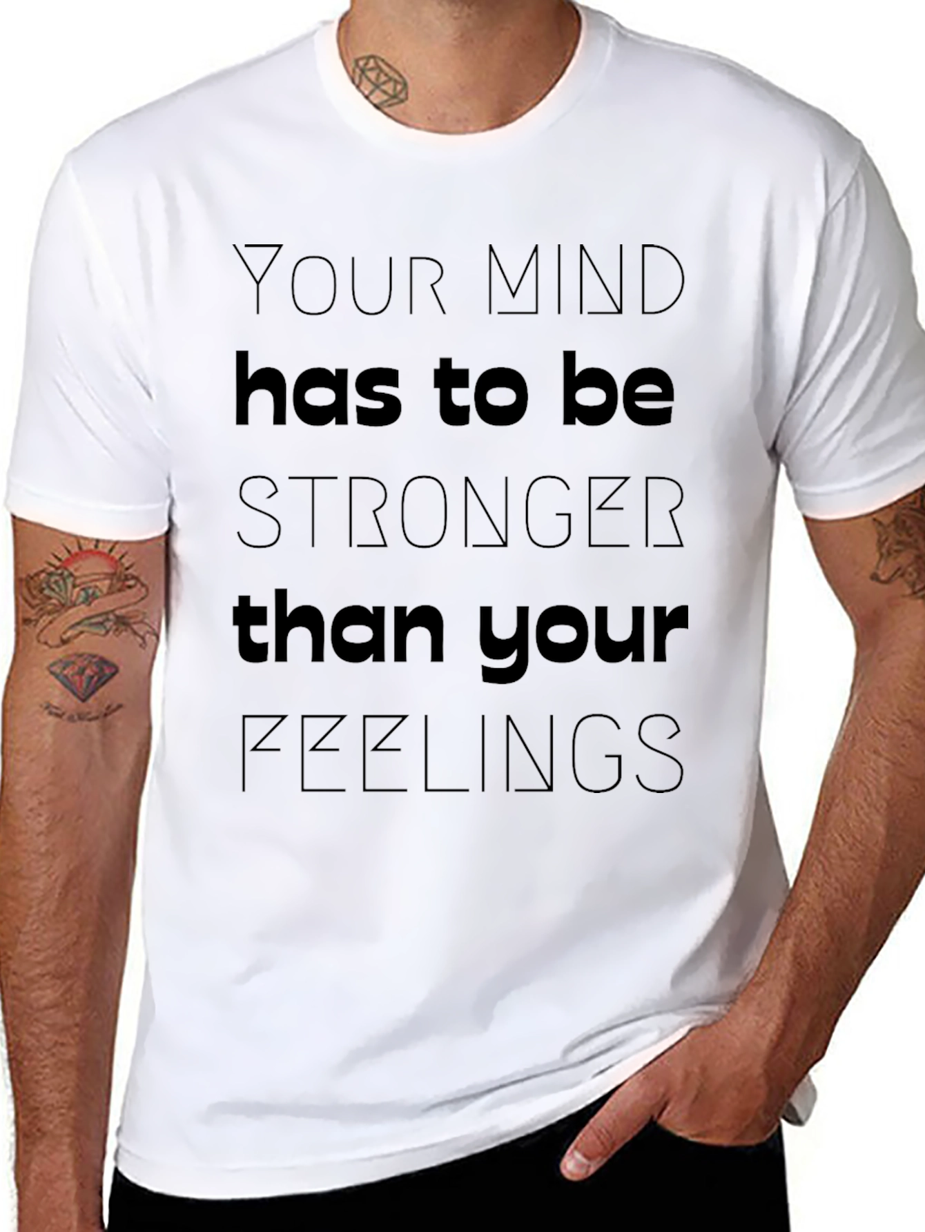 Mind Over Feelings Graphic T-Shirt - Motivational Tee