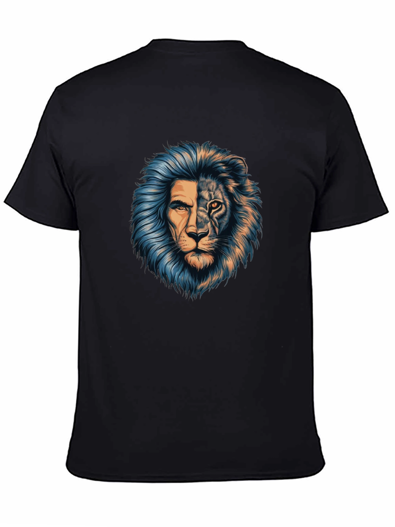 Lion Face Graphic Print Black T-Shirt