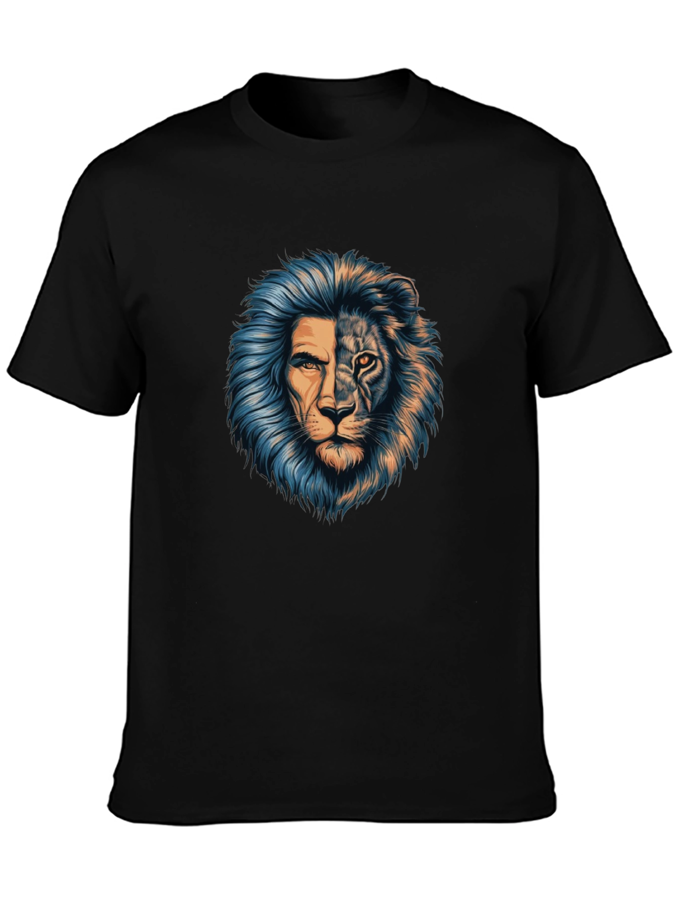 Lion Face Graphic Print Black T-Shirt