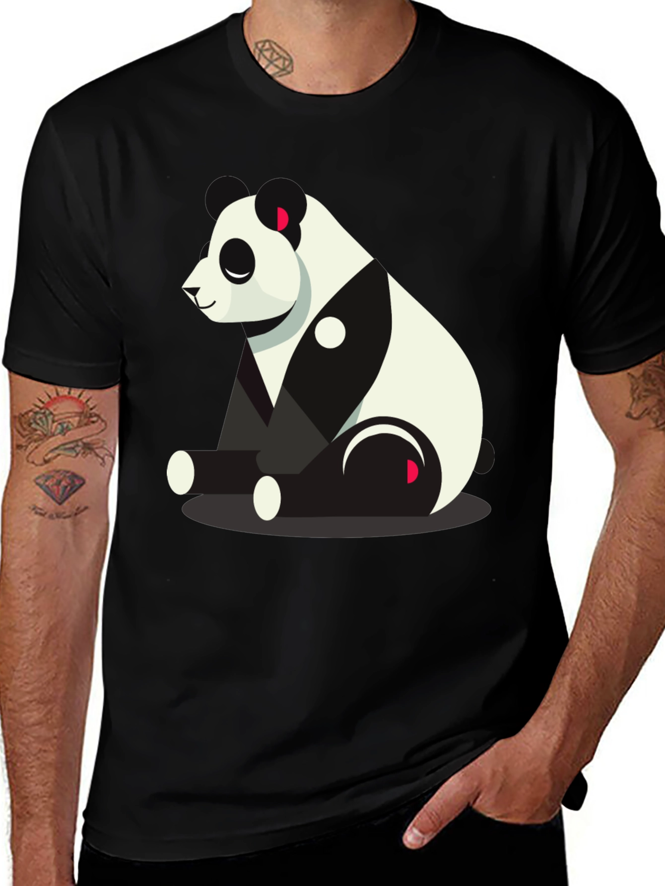 Cool Panda Graphic Tee - Black