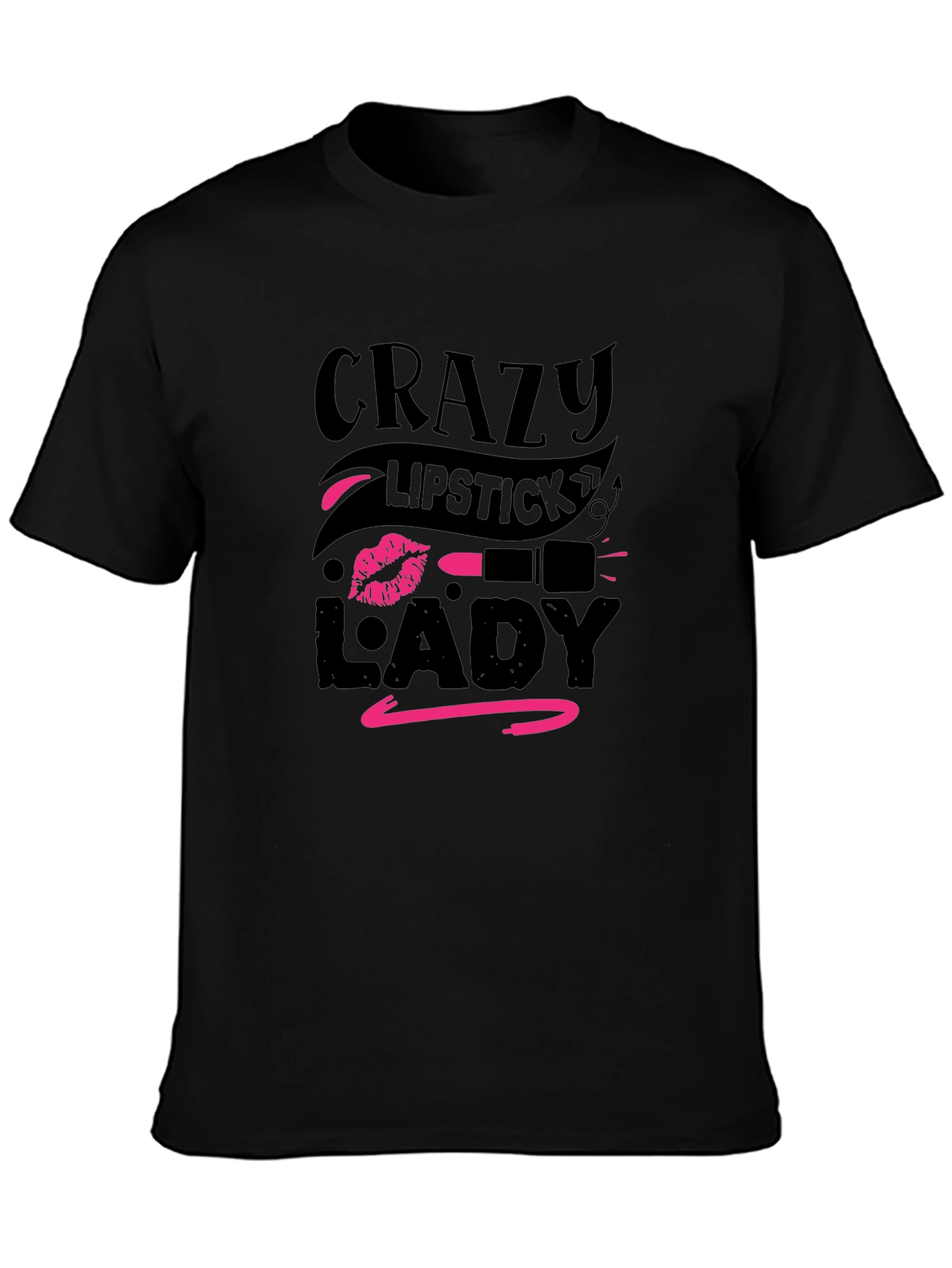 Crazy Lipstick Lady Graphic Tee - Black